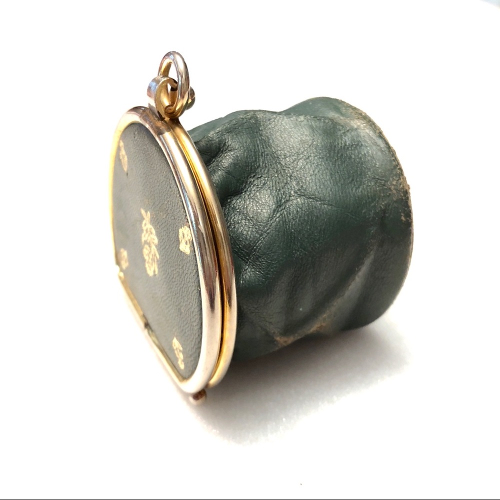 Vintage Green Leather and Metal Coin Purse